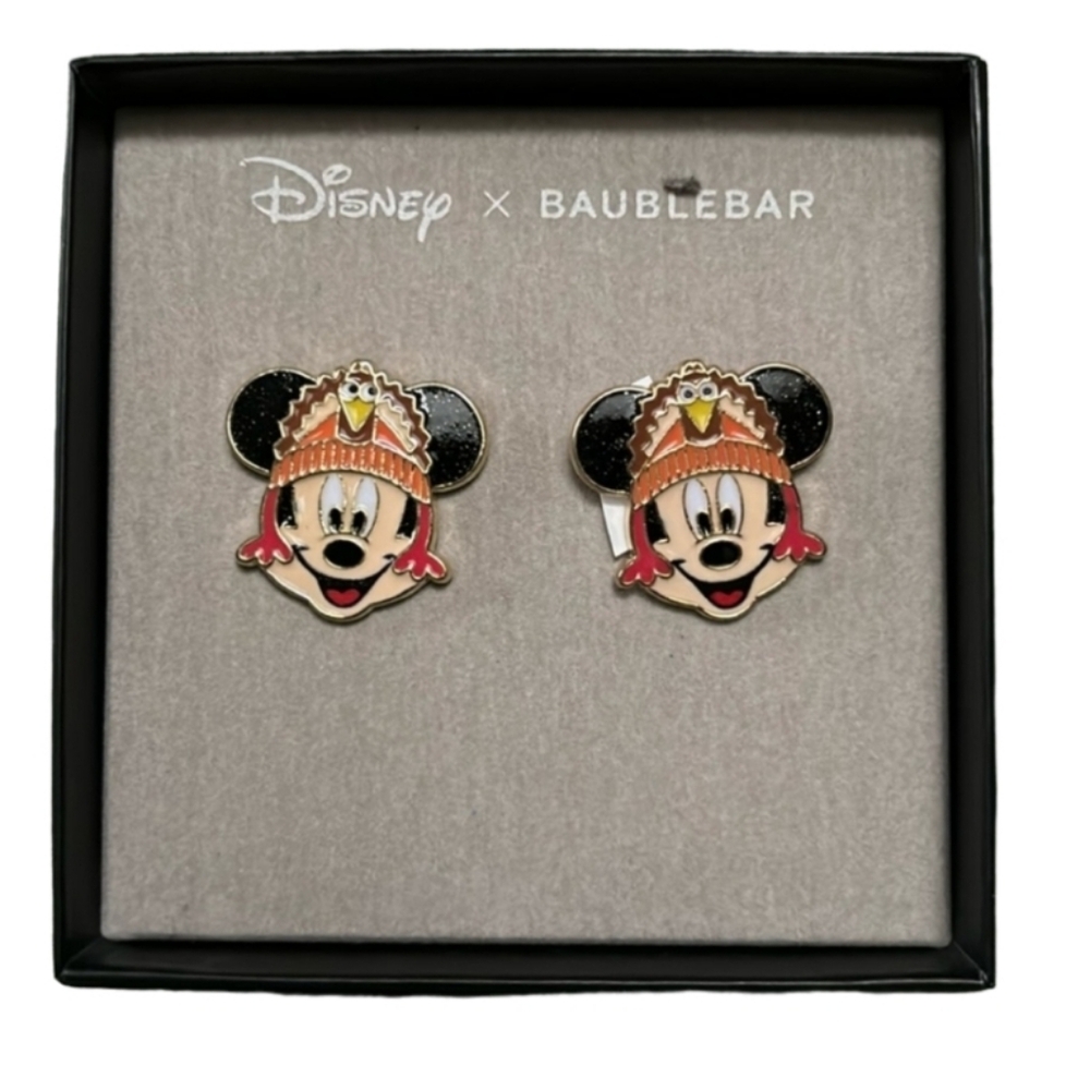 Disney X Baublebar Mickey with Turkey Earrings Studs NIB
